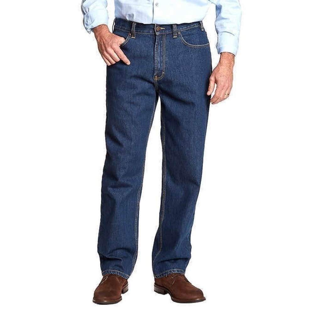 Kirkland Signature Jeans 44x34 Relaxed Heavy Duty Denim Double Seam Stitching